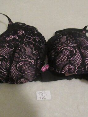 Victoria's Secret Black/Pink Angels  Size 36C  1153 USED